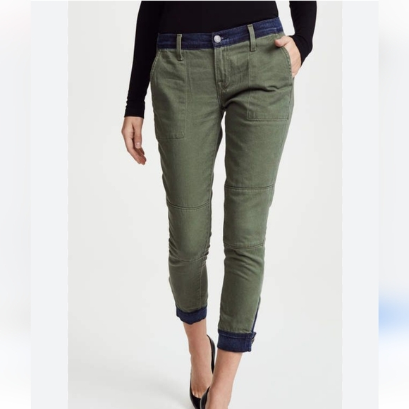 ETIENNE MARCEL | Military color block cropped ankle slim fit utility pants - Picture 12 of 12
